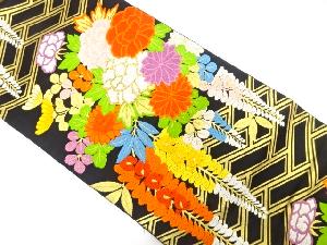 藤に牡丹・菊模様織出し袋帯